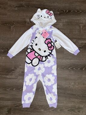 Hello Kitty Lavender and White Floral Hooded One-Piece Footie